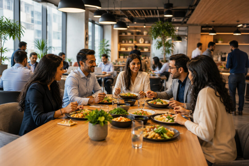 Organic meal with team